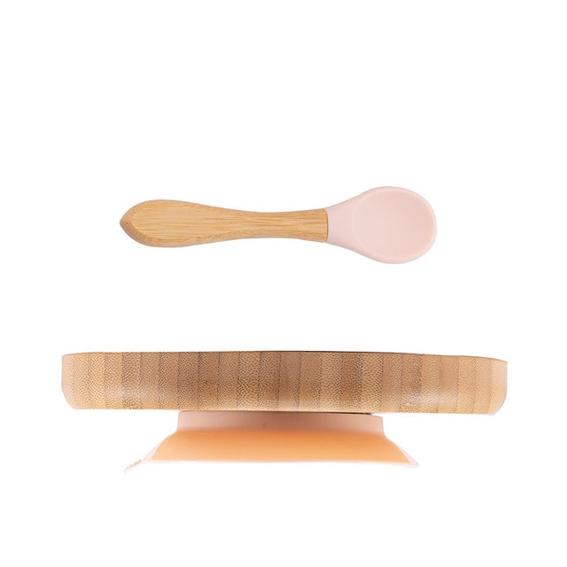 Suction Base Baby Bamboo Plate with Spoon